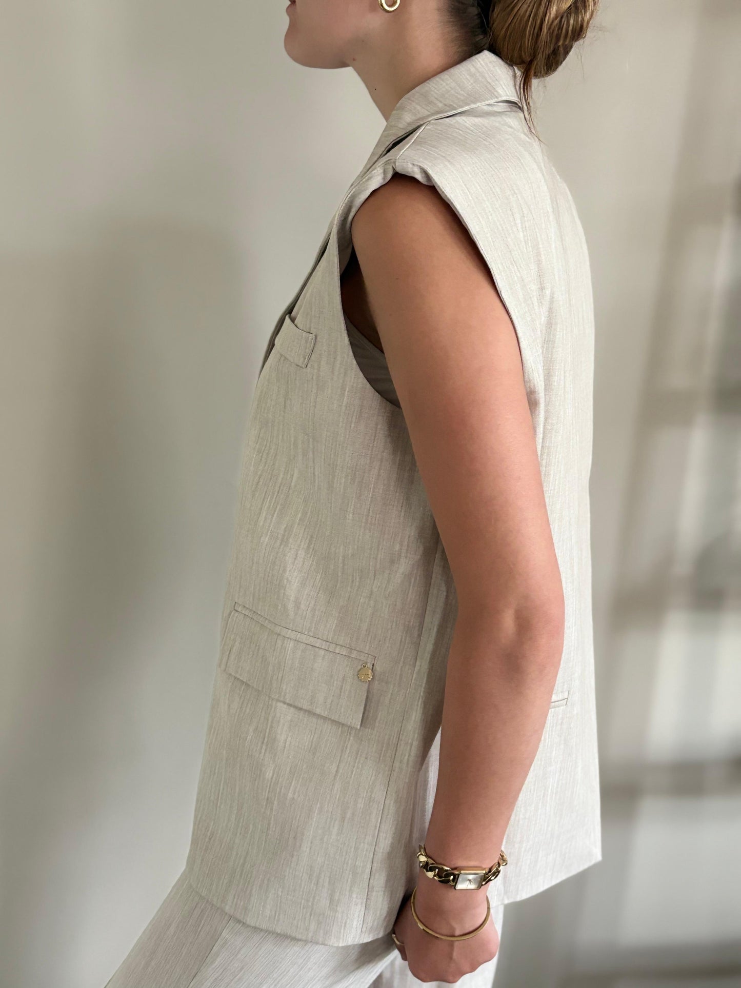Gilet met split | beige