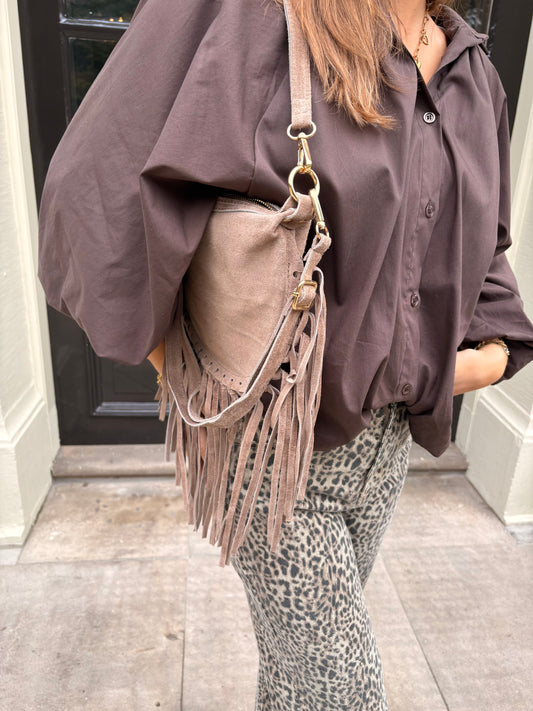 Schoudertas | franje beige