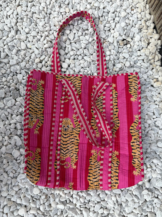 Strandtas | tiger roze