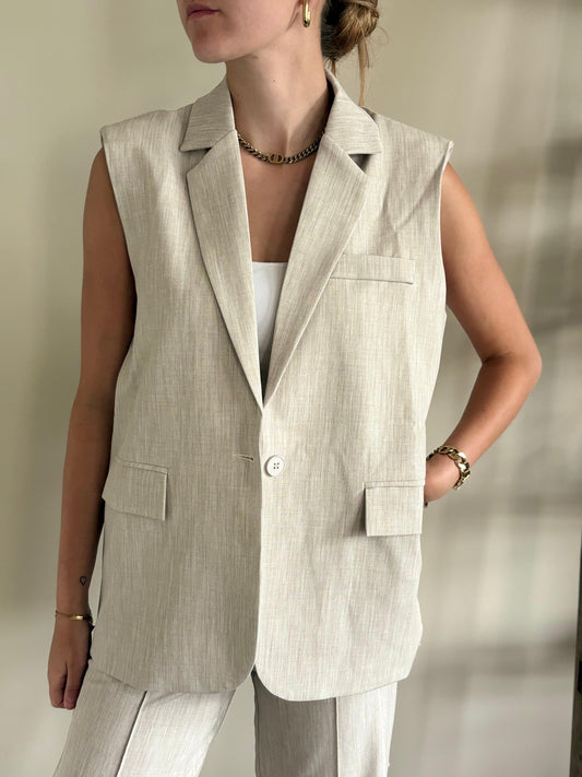 Gilet met split | beige